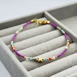 Bratara colorata margelute mov