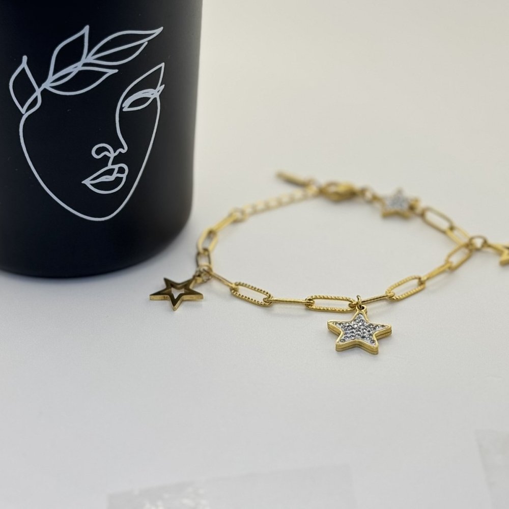Bratara otel inoxidabil cu stelute Bratara otel inoxidabil cu stelute