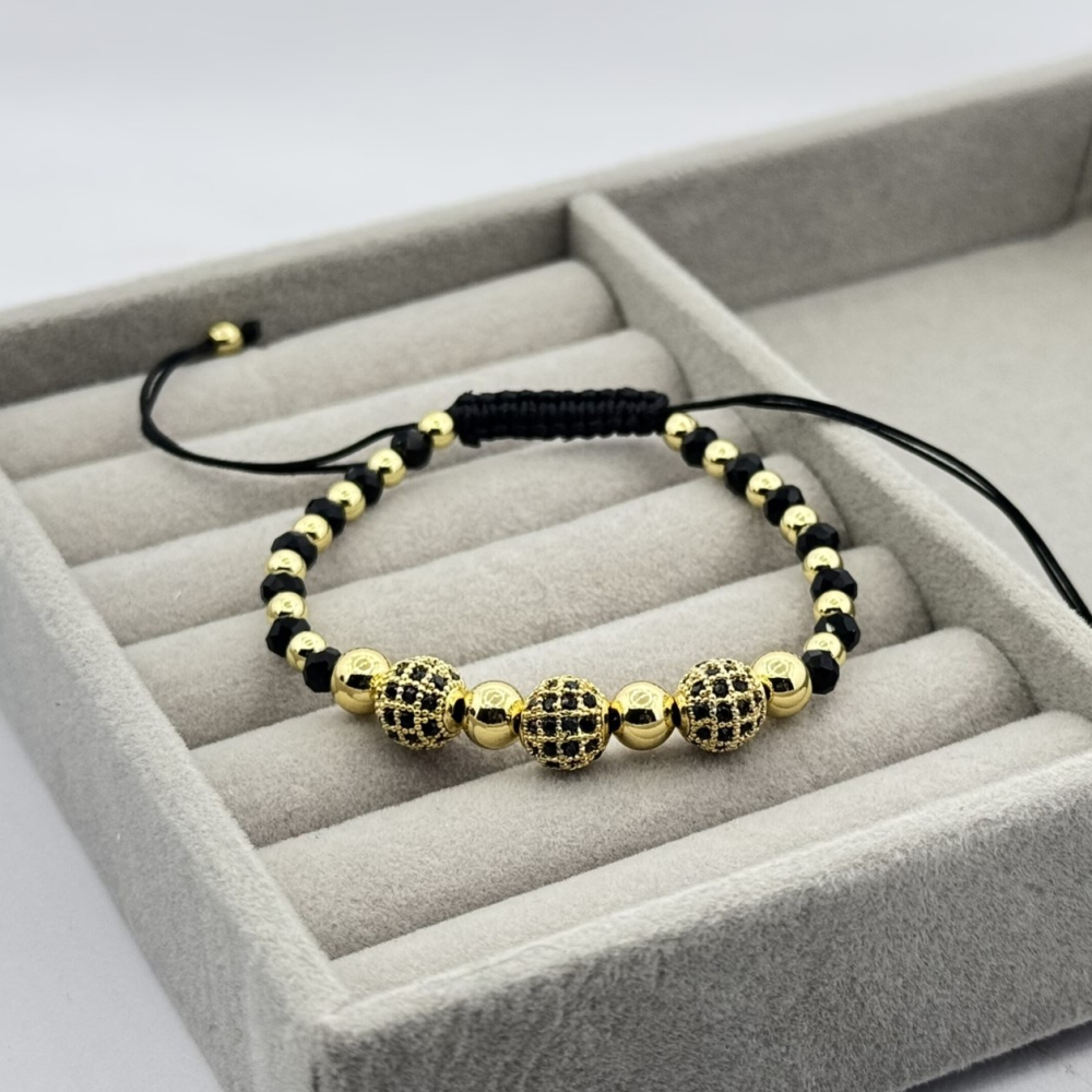 Bratara pe snur bilute negre unisex