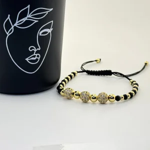 Bratara pe snur bilute negre unisex