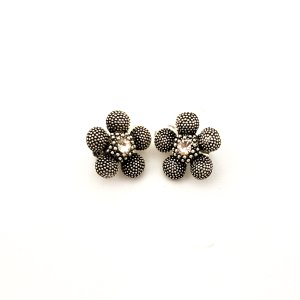 Cercei clips floare argintie