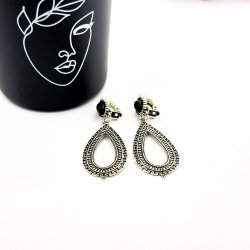 Cercei clips lungi argintii