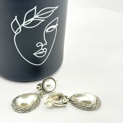 Cercei clips lungi cu perle Cercei clips lungi cu perle