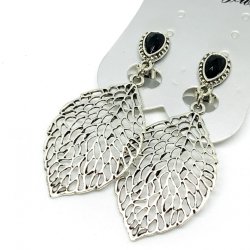 Cercei clips lungi frunze stilizate