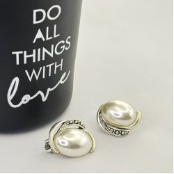 Cercei clips perla ovala