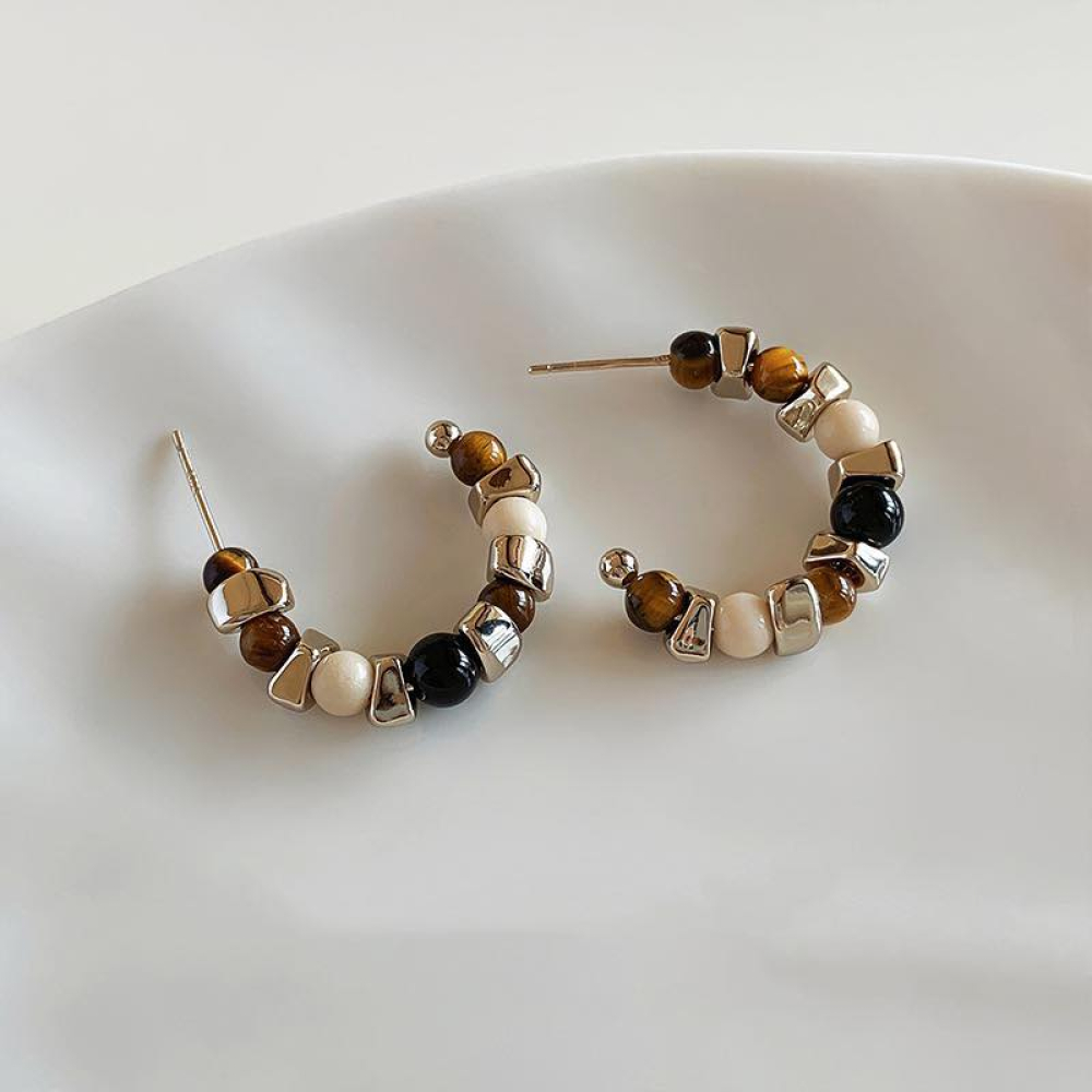 Cercei creole culori neutre