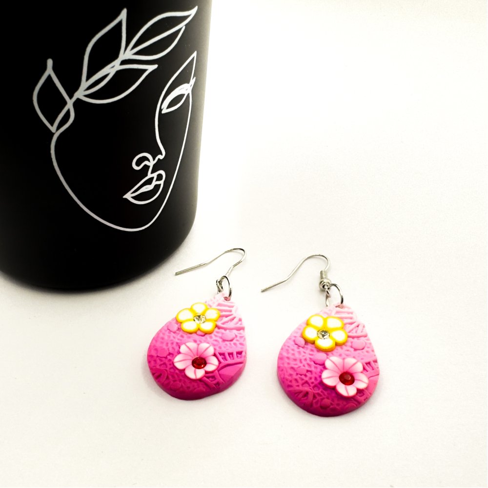 Cercei fimo cu flori colorate Cercei fimo cu flori colorate