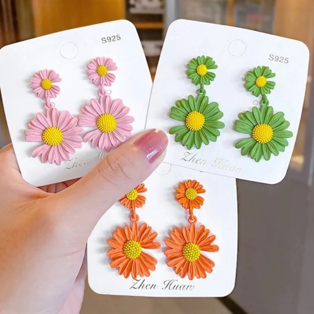 Cercei lungi cu flori