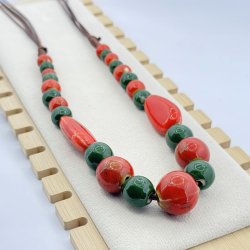 Colier ceramica rosu-verde