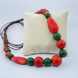 Colier ceramica rosu-verde