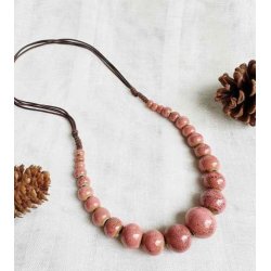 Colier ceramica roz prafuit