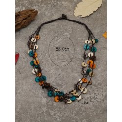 Colier colorat pe snur lemn de bambus