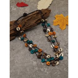 Colier colorat pe snur lemn de bambus