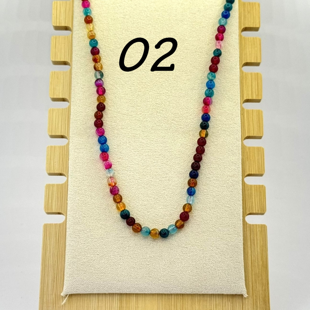 Colier fin din agate colorate