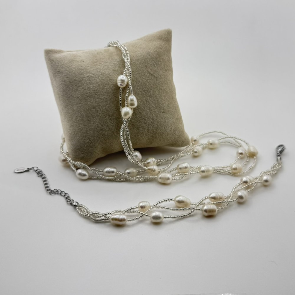 Set colier si bratara cu perle de cultura Set colier si bratara cu perle de cultura