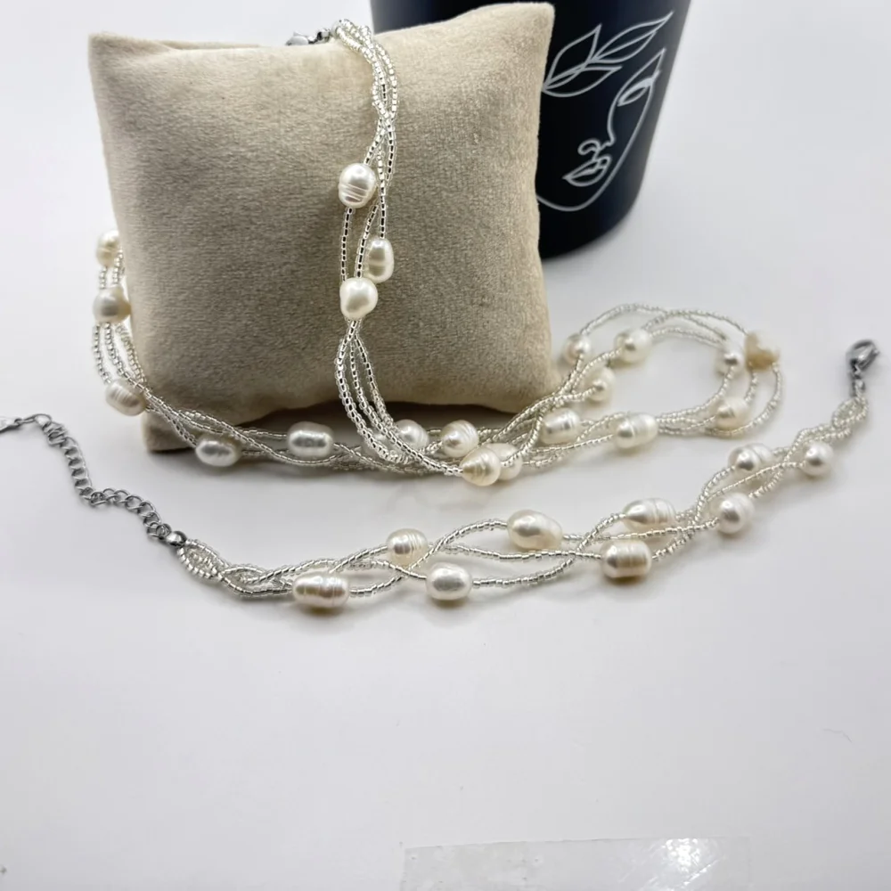 Set colier si bratara cu perle de cultura Set colier si bratara cu perle de cultura