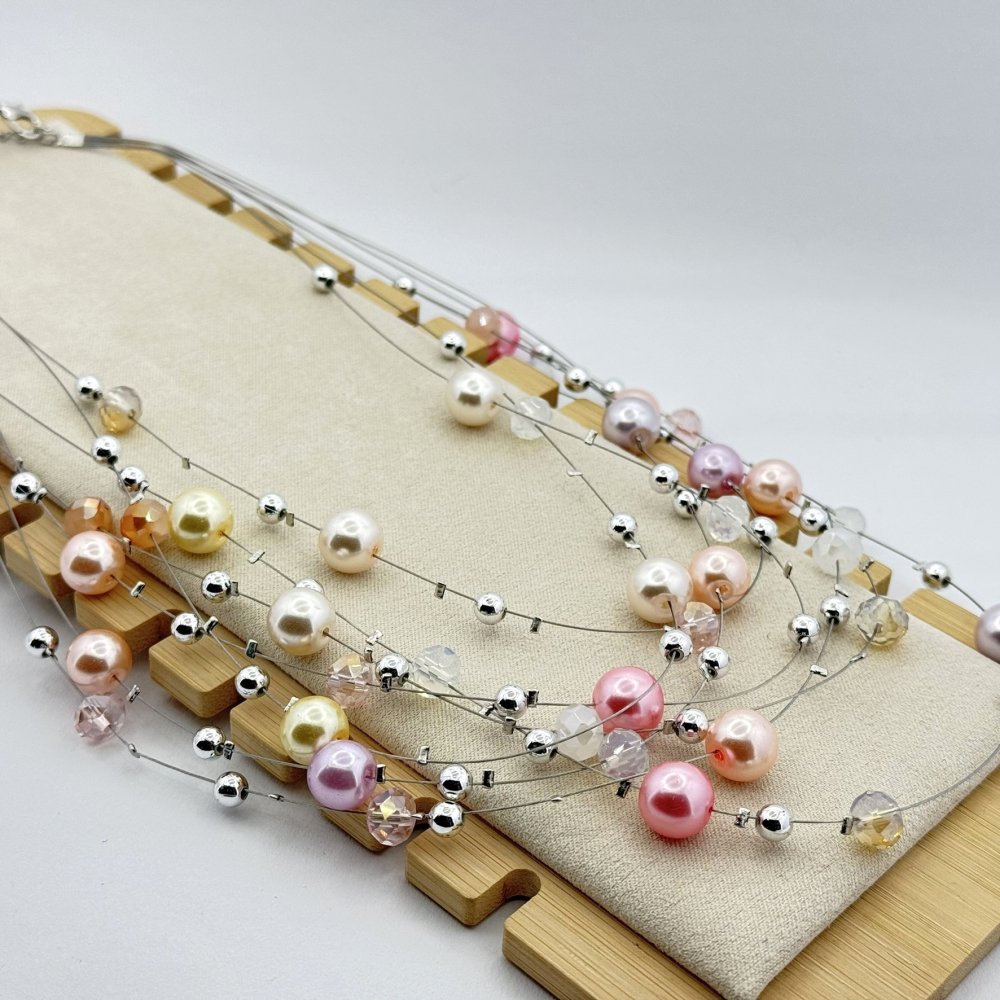 Set colier si cercei perlute colorate Set colier si cercei perlute colorate