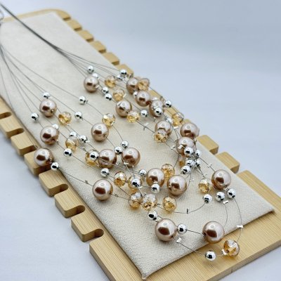 Set colier si cercei perlute colorate