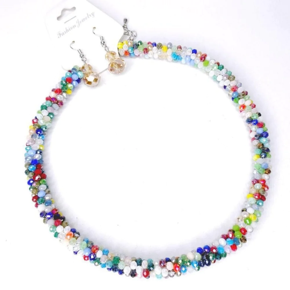 Set dama colorat cercei si colier Set dama colorat cercei si colier