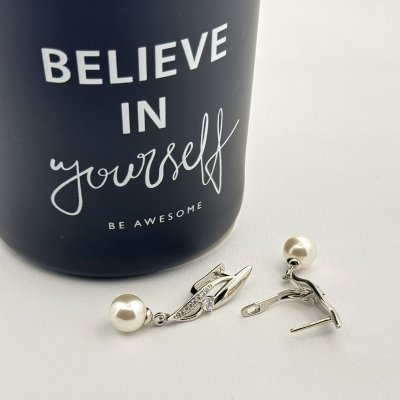 Cercei rodiati cu perlute