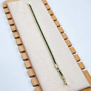 Bratara placata aur 18k tip tennis cristale verzi Bratara placata aur 18k tip tennis cristale verzi