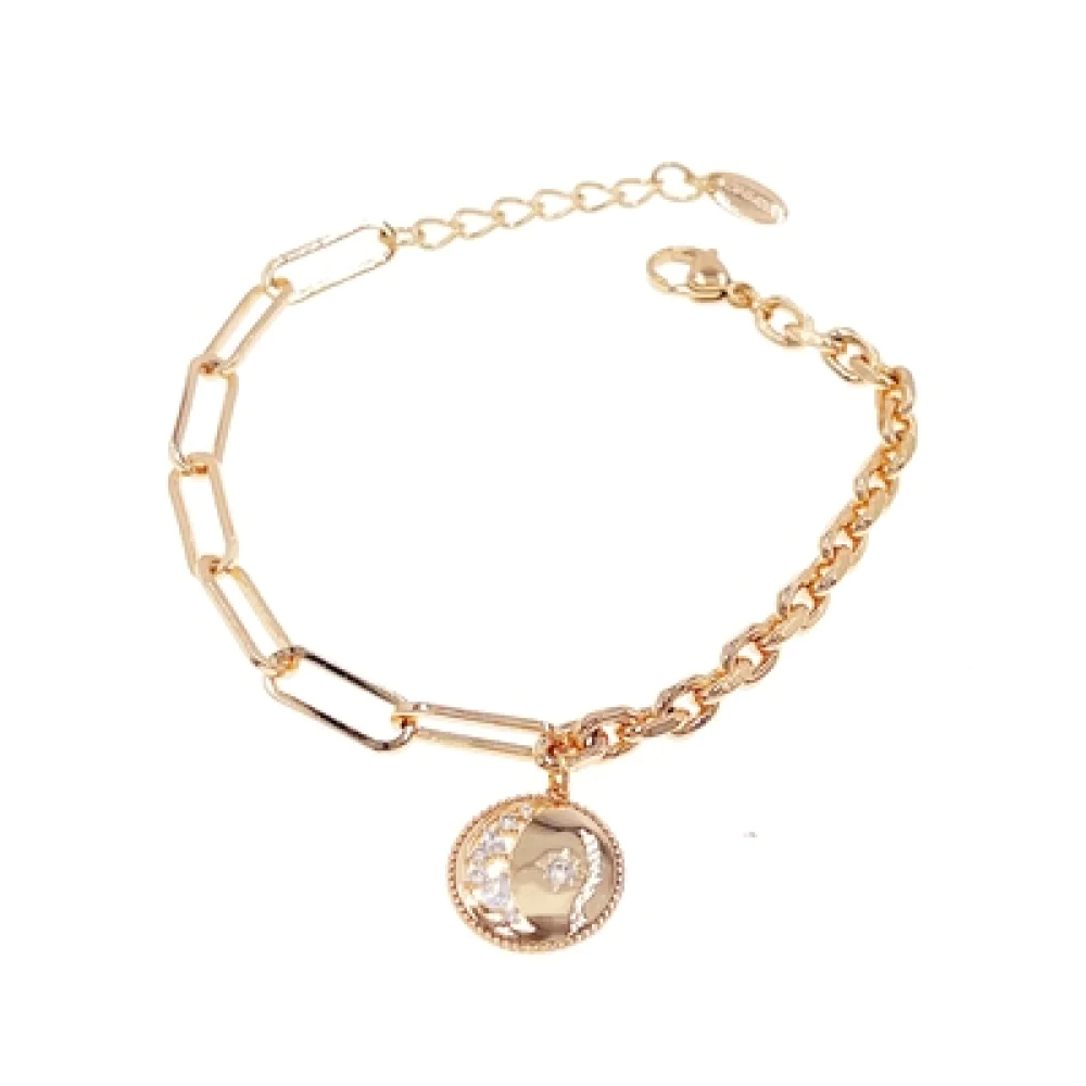 Bratara placata aur 18k charm oval