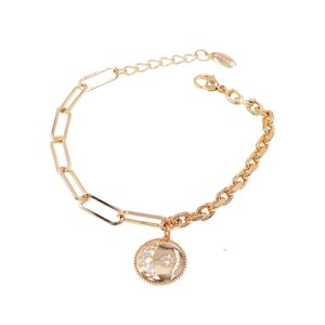 Bratara placata aur 18k charm oval