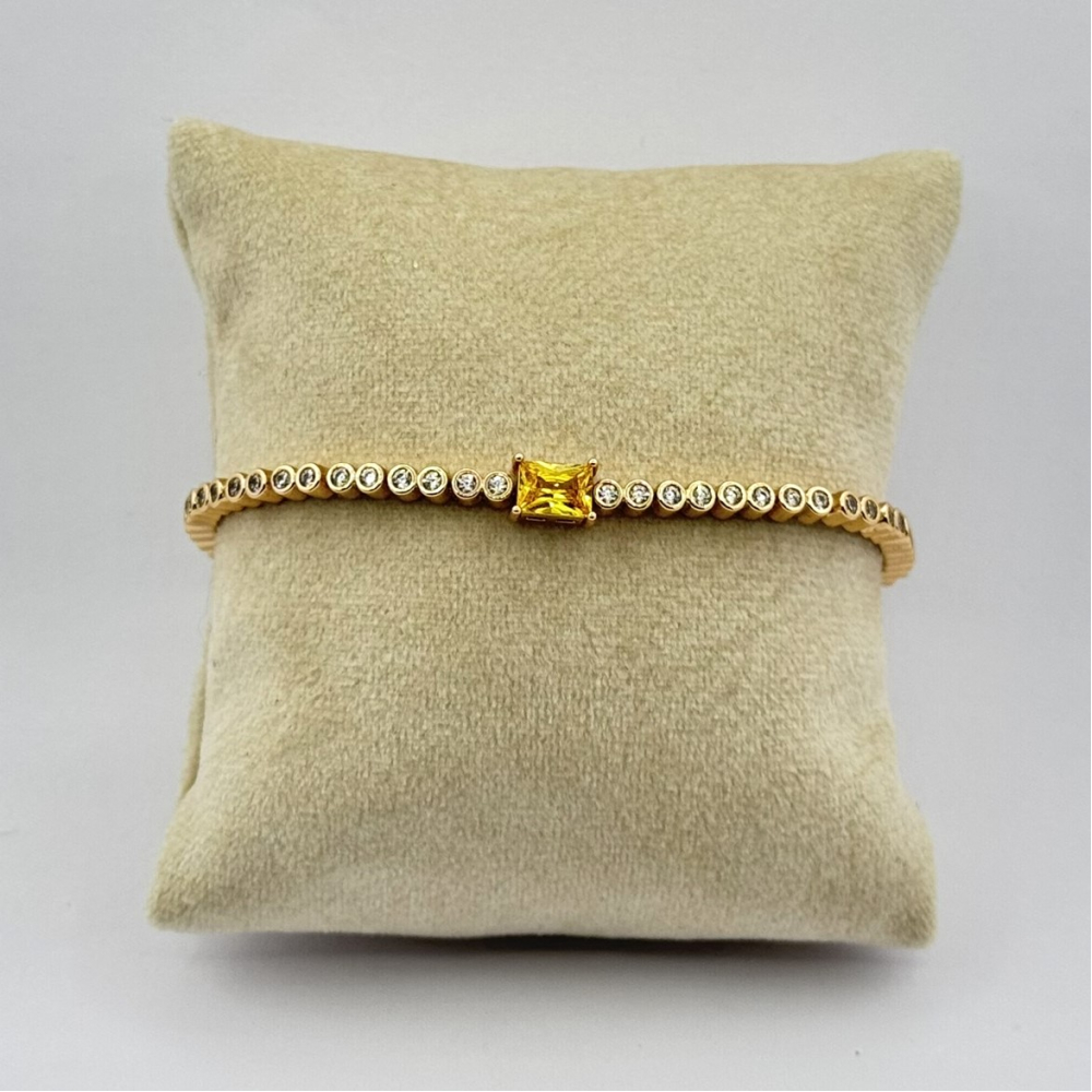 Bratara placata aur 18k cristal galben