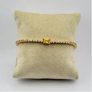 Bratara placata aur 18k cristal galben