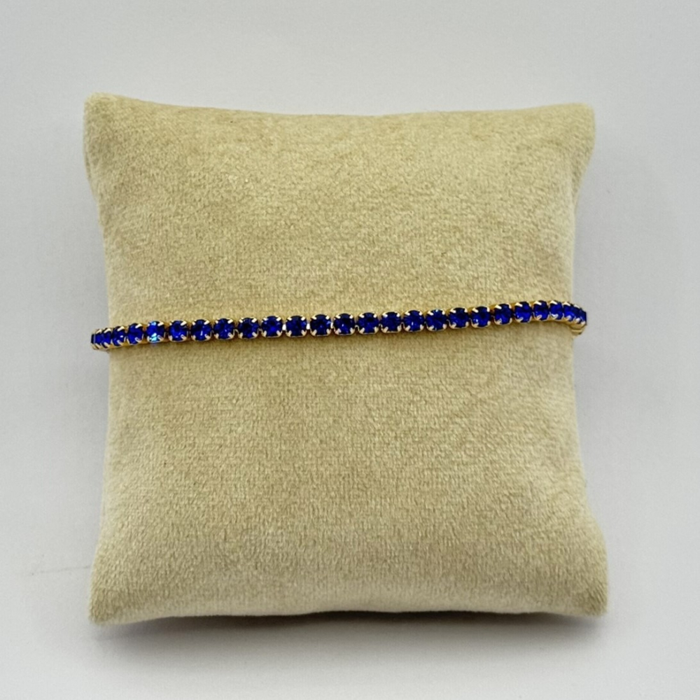Bratara placata aur 18k cristale albastre