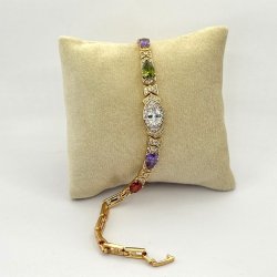Bratara placata aur 18k cristale colorate
