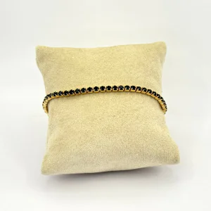 Bratara placata aur 18k cristale negre