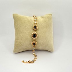 Bratara placata aur 18k cristale negre