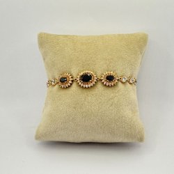 Bratara placata aur 18k cristale negre