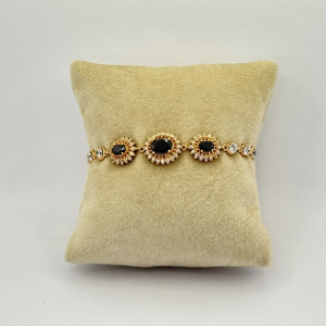Bratara placata aur 18k cristale negre