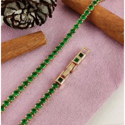 Bratara placata aur 18k cristale verzi