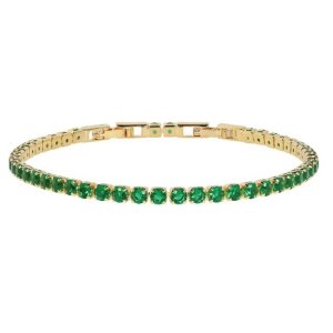 Bratara placata aur 18k cristale verzi