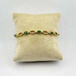 Bratara placata aur 18k cristale verzi