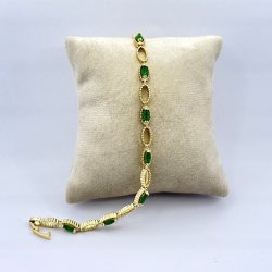 Bratara placata aur 18k cristale verzi