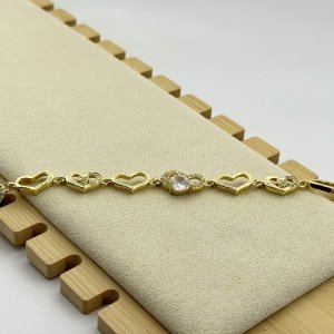 Bratara placata aur 18k cu inimioare