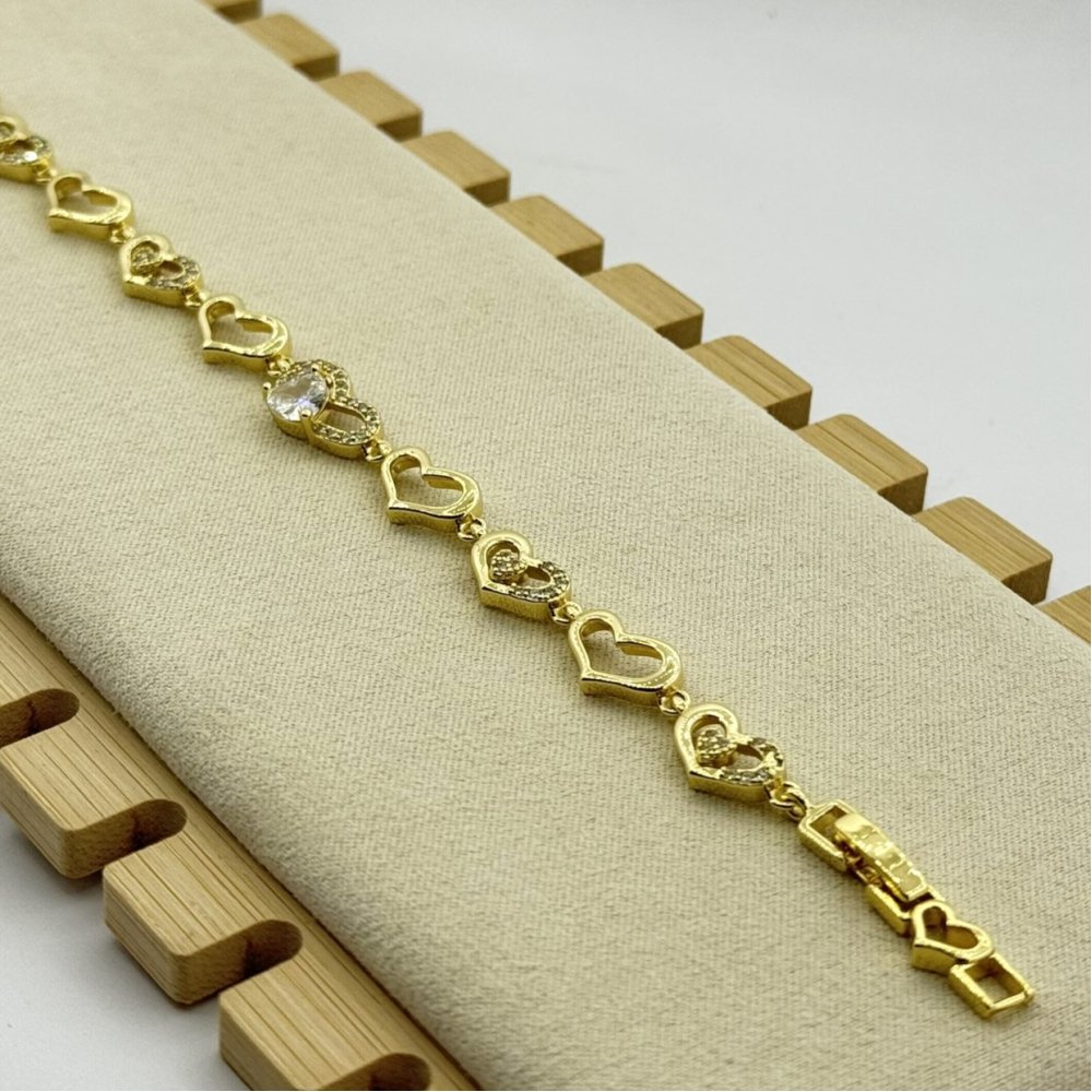 Bratara placata aur 18k cu inimioare