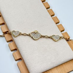 Bratara placata aur 18k cu inimioare