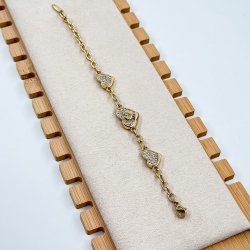 Bratara placata aur 18k cu inimioare