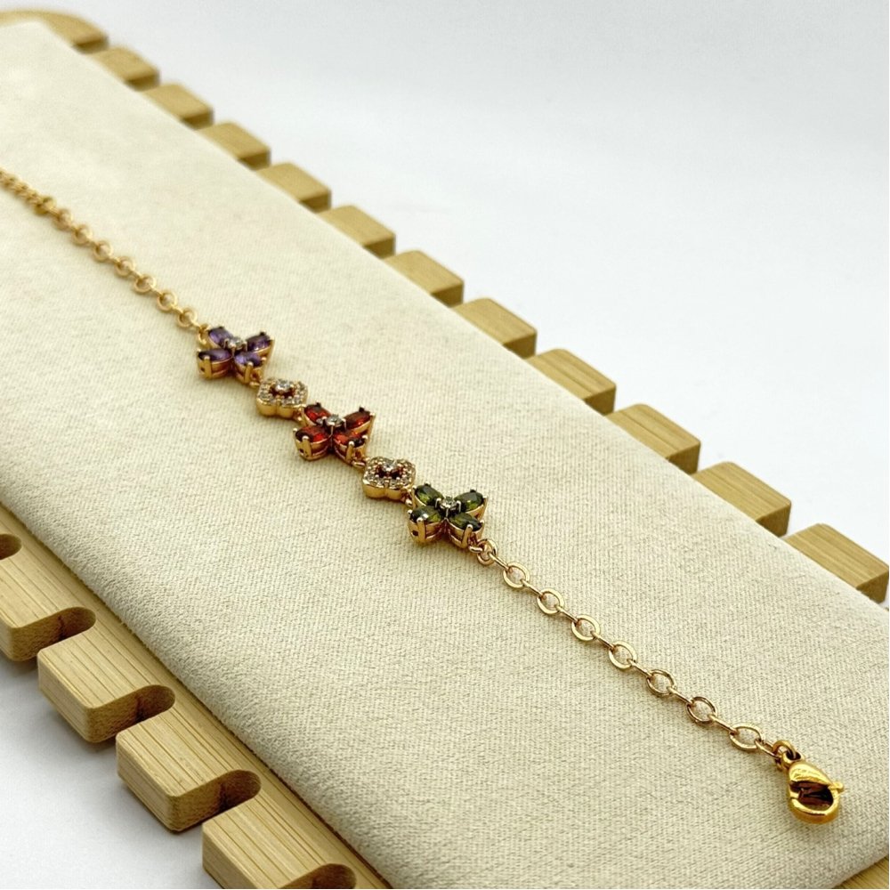Bratara placata aur 18k flori colorate