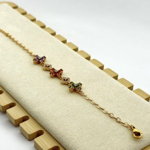 Bratara placata aur 18k flori colorate