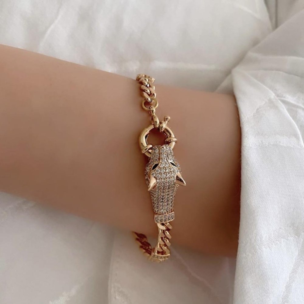 Bratara placata aur 18k pisica Sfinx