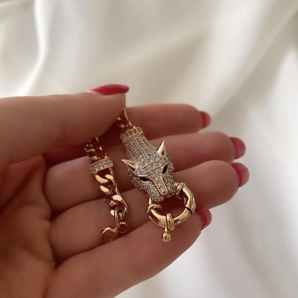 Bratara placata aur 18k pisica Sfinx