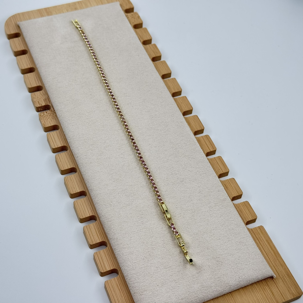 Bratara placata aur 18k tennis roz pal Bratara placata aur 18k tennis roz pal