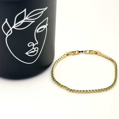 Bratara placata aur cristale verde deschis