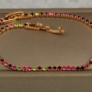 Bratara placata aur cristale Zirconia multicolore